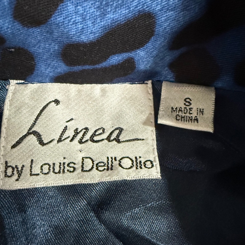 Linea by Louis Dell'Olio Blue Black Leopard Print Belted Trench Jacket Women's S - Picture 6 of 9